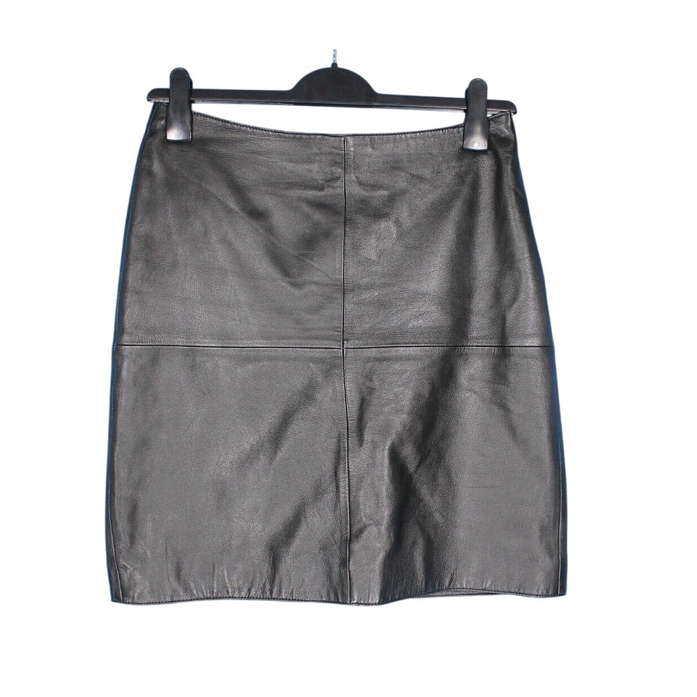 ISAAC MIZRAHI Lined LEATHER Black SIDE Darts ZIP PENCIL/STRAIGHT SKIRT Sz 8